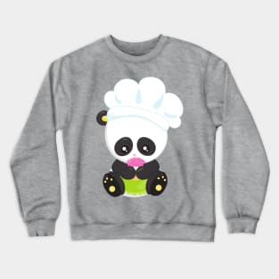 Cooking Panda, Baking Panda, Panda With Donut Crewneck Sweatshirt